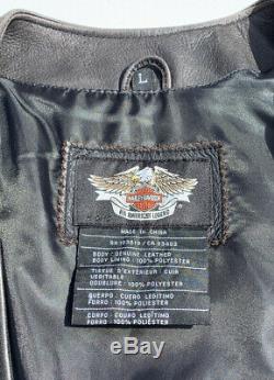 Harley-Davidson Mens LEGENDARY EAGLE Leather Vest Large Distressed