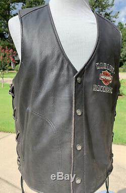 Harley-Davidson Mens LEGENDARY EAGLE Leather Vest Large Distressed
