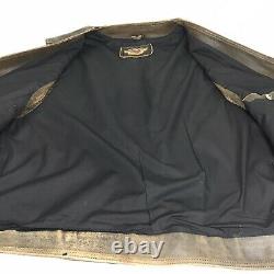 Harley-Davidson Mens Leather Vest Rare Ltd Edition Distressed Brown Snap Front L