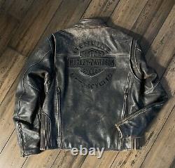 Harley Davidson Mens ROADWAY Distressed Brown Leather Jacket 98002-11VM Medium