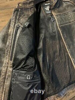 Harley Davidson Mens ROADWAY Distressed Brown Leather Jacket 98002-11VM Medium