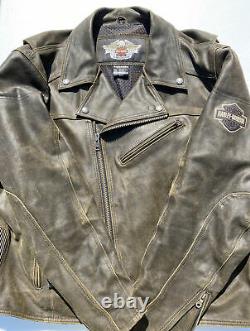 Harley Davidson ROAD DUST Brown Leather Jacket Men 3XL Distressed Billings MINT
