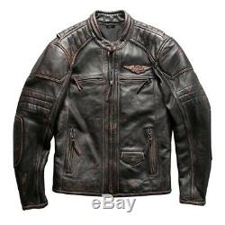 Harley Davidson Velocity Leather Jacket, Cowhide Leather Distressed Brown XS-5XL