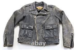 Harley davidson mens cycle champ jacket M brown leather distressed eagle studs