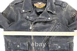 Harley davidson mens cycle champ jacket M brown leather distressed eagle studs