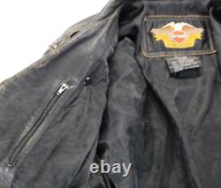 Harley davidson mens cycle champ jacket M brown leather distressed eagle studs