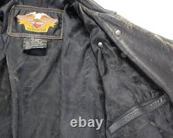 Harley davidson mens cycle champ jacket M brown leather distressed eagle studs