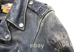 Harley davidson mens cycle champ jacket M brown leather distressed eagle studs