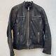 House Of Leather London Leather Biker Jacket Mens Small 42 Black Brown Distress