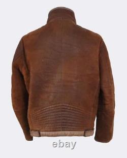 Hugo Boss'Juice' Distressed Shearling Leather Jacket Large EU50 RRP £1150 Brown