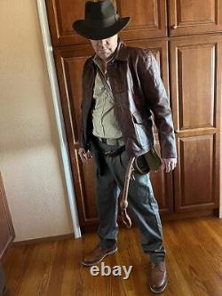 Indiana Jones Distressed Brown Vintage Cow Hide Sheep Skin Men's Leather Jacket