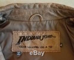 Indiana Jones Distressed Leather Jacket 2008 Lucasfilm Ltd Size XL Harrison Ford