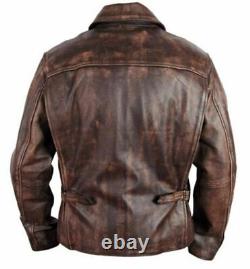 Indiana Jones Harrison Ford Classic Real Distressed Brown Leather Jacket