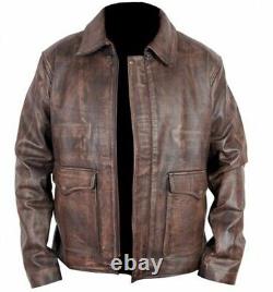 Indiana Jones Harrison Ford Classic Real Distressed leather Brown Leather Jacket