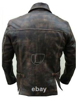 Indiana Jones Harrison Ford Genuine Real Distressed Biker Real Leather Jacket