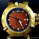 Invicta Subaqua Noma Iii Swiss Made Wood 50mm Distressed Gold Plated Watch New