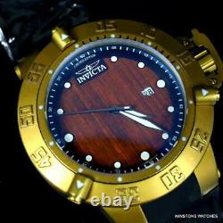 Invicta Subaqua Noma III Swiss Made Wood 50mm Distressed Gold Plated Watch New
