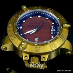 Invicta Subaqua Noma III Swiss Made Wood 50mm Distressed Gold Plated Watch New