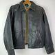 J Crew Mens Distressed Leather Bomber Jacket Brown Quilted Lining Full Zip Xl