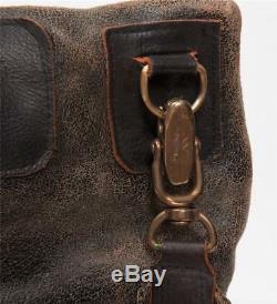 JAS M. B. Distressed Crackle Brown Black Leather Removable Messenger Strap Bag