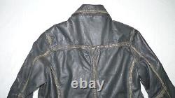 Jack & Jones State Leather Jacket size XL fits L Slim fit Distressed Creased