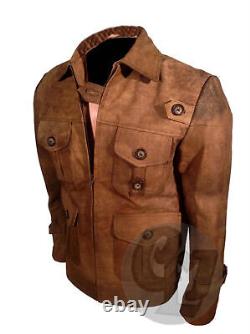 Jason Statham Expendables 2 Distressed Brown Mens Leather Jacket