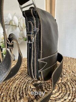 Jean Paul Gaultier Maroquinerie distressed leather messenger shoulder bag