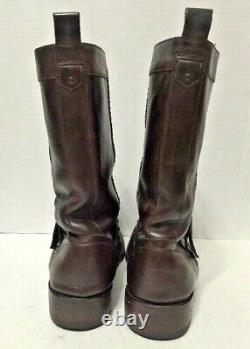 John Varvatos Motorcycle Boots Brown Leather Distressed Buckle Mens Size 11.5M