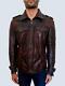 Just Cavalli Distressed Leather Jacket Large Eu50 Rrp £795 Brown