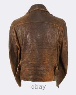 Just Cavalli Distressed Leather Jacket Medium EU50 RRP £795 Brown