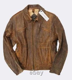 Just Cavalli Distressed Leather Jacket Medium EU50 RRP £795 Brown