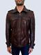 Just Cavalli Distressed Leather Jacket Rrp£795 Medium / Large Eu50 Vintage Brown