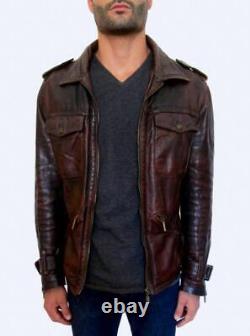 Just Cavalli Distressed Leather Jacket RRP£795 Medium / Large EU50 Vintage Brown