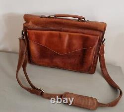 Kalating London Downy Birch Distressed Brown Leather Satchel Briefcase