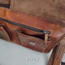 Kalating London Downy Birch Distressed Brown Leather Satchel Briefcase