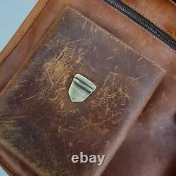 Kalating London Downy Birch Distressed Brown Leather Satchel Briefcase