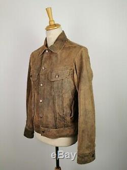 L559 Marlboro Classics Mens Brown Country Distressed Leather Jacket, Large 42
