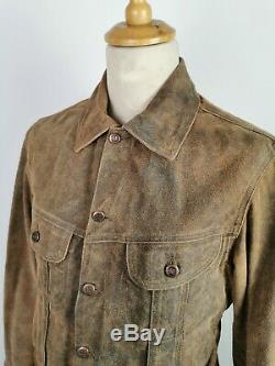 L559 Marlboro Classics Mens Brown Country Distressed Leather Jacket, Large 42