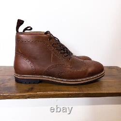 LANX Bayley Conker Distressed High Grade Leather Brogue Boots UK 12