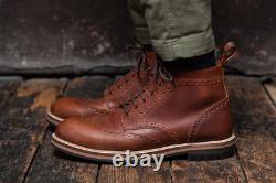 LANX Bayley Conker Distressed High Grade Leather Brogue Boots UK 12