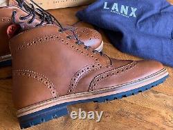 LANX Bayley Handmade Leather Boots Distressed Conker UK 8