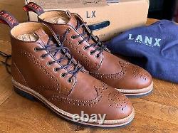 LANX Bayley Handmade Leather Boots Distressed Conker UK 8