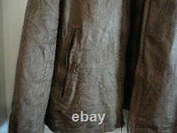 LEVIS CAPITAL E Brown Distressed Leather Cafe Racer Jacket XL Levi's LVC