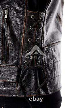 LIVE TO RIDE Jacket Distressed Black Eagle Embossed Biker Cowhide Leather Jacket