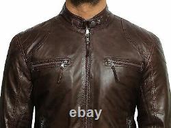 Leather Jacket Mens Genuine Leather Biker Distressed Vintage Slim Fit Jacket