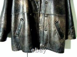 Leather Jacket Vtg Distress Brown Structure Supernatural Pea Button Sz XL /2XL