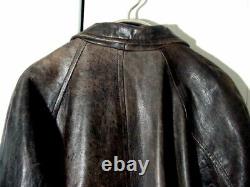 Leather Jacket Vtg Distress Brown Structure Supernatural Pea Button Sz XL /2XL