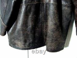 Leather Jacket Vtg Distress Brown Structure Supernatural Pea Button Sz XL /2XL