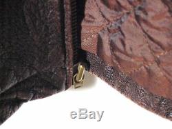 Leather Jacket Vtg Distressed Brown Leather Oakwood Moto Quilt Lined Buckle Sz L