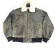 Levi Strauss Type G1 Brown Distressed Leather Sherpa Lined Bomber Jacket Rare 38